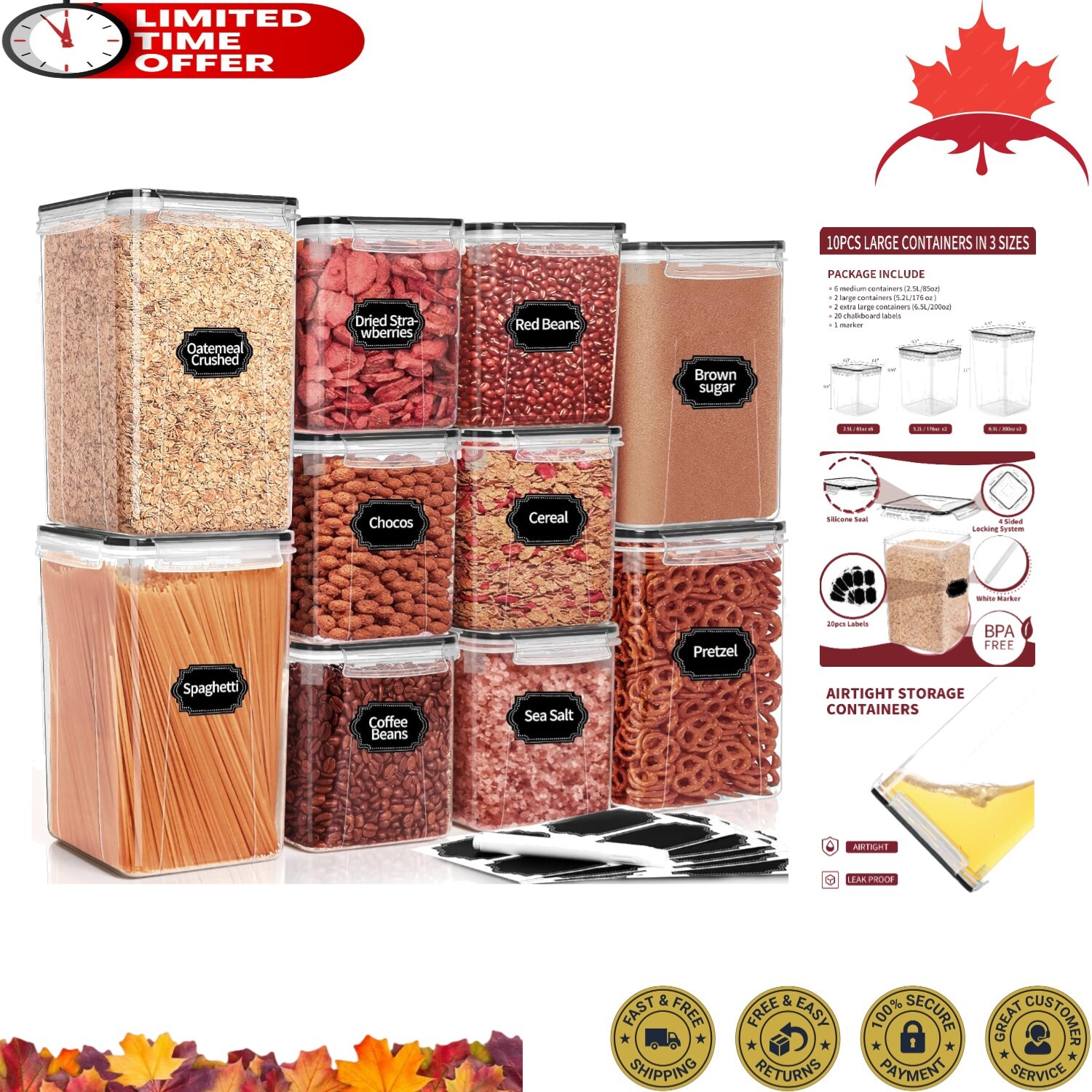 Food Containers – Kitchen & Pantry Organization – Sugar, Flour, Baking Supplies