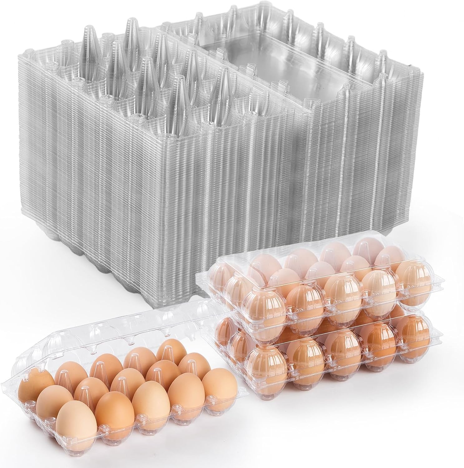 100 Pack Plastic Egg Cartons Cheap Bulk,1 Dozen Clear Empty Egg Containers fo…