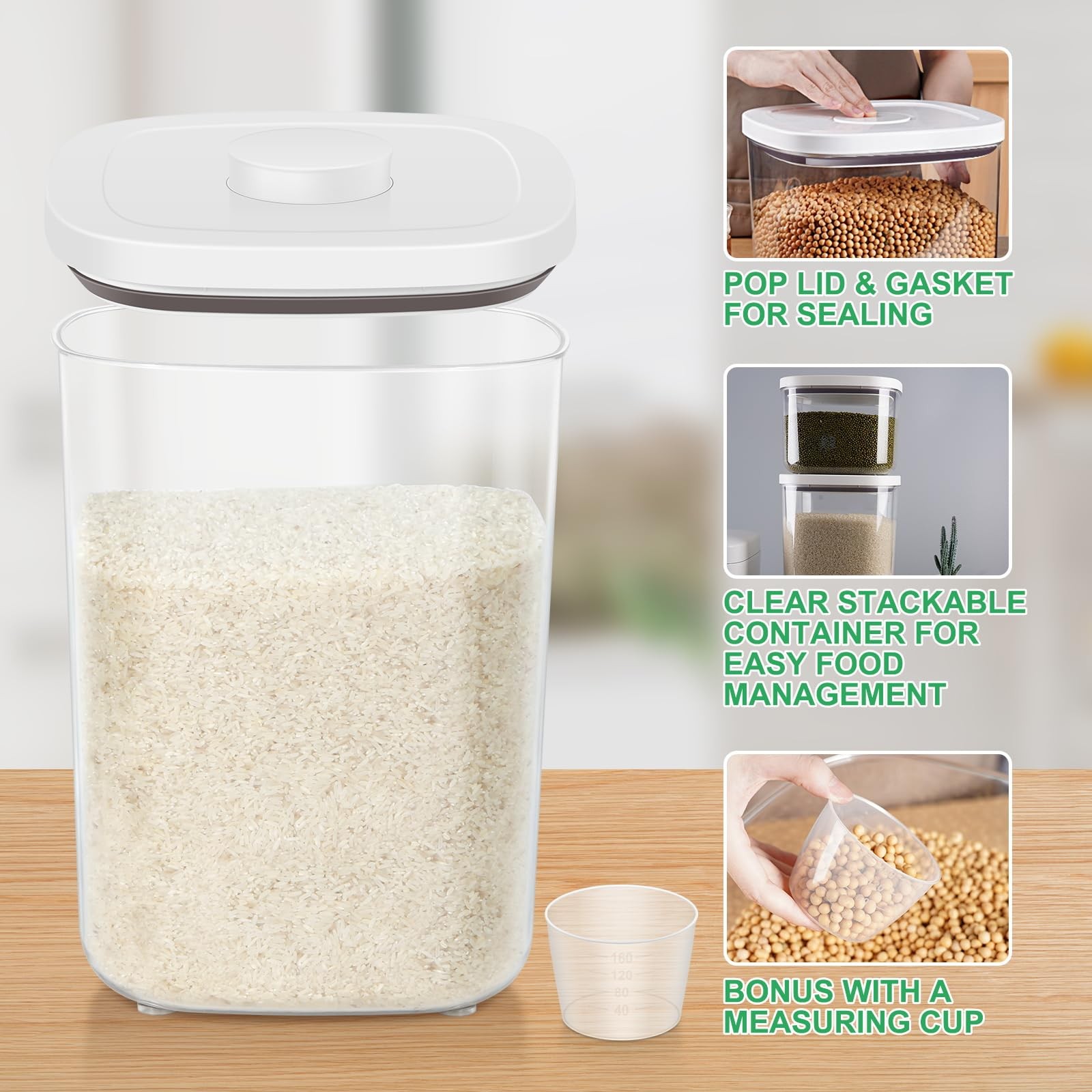 TBMax Large Flour Storage Container 10.56 Qt, 20 Lbs Rice Container with Pop …