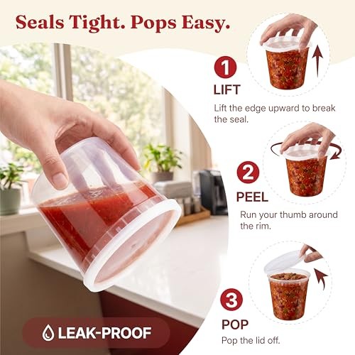 24oz Deli Containers with Lids (48 Set/96 Pcs) Food Storage 24 oz – 48 Sets