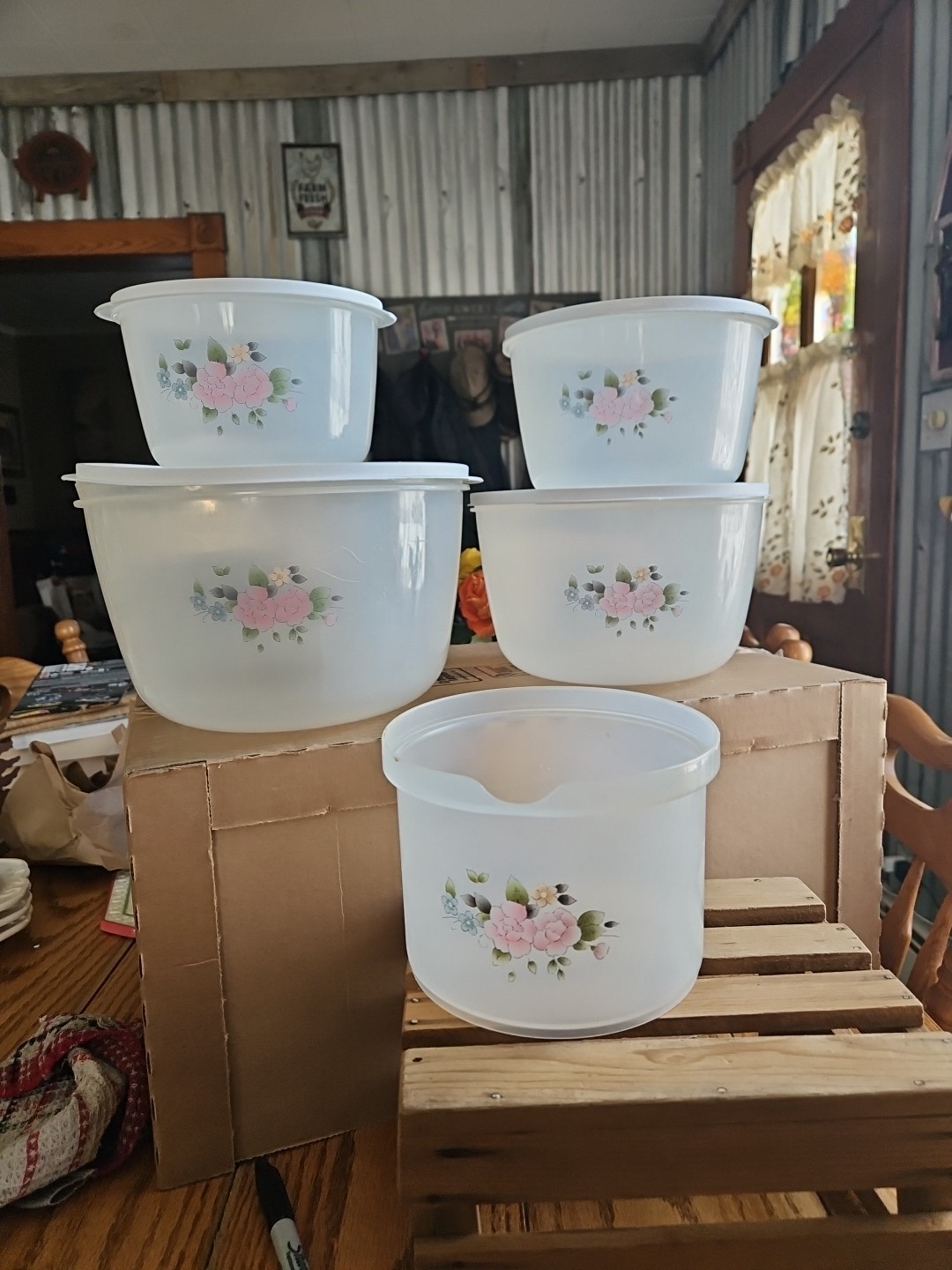 Pfaltzgraff Tea Rose Vintage Freezette II Plastic Container Set EUC – RARE ITEM!