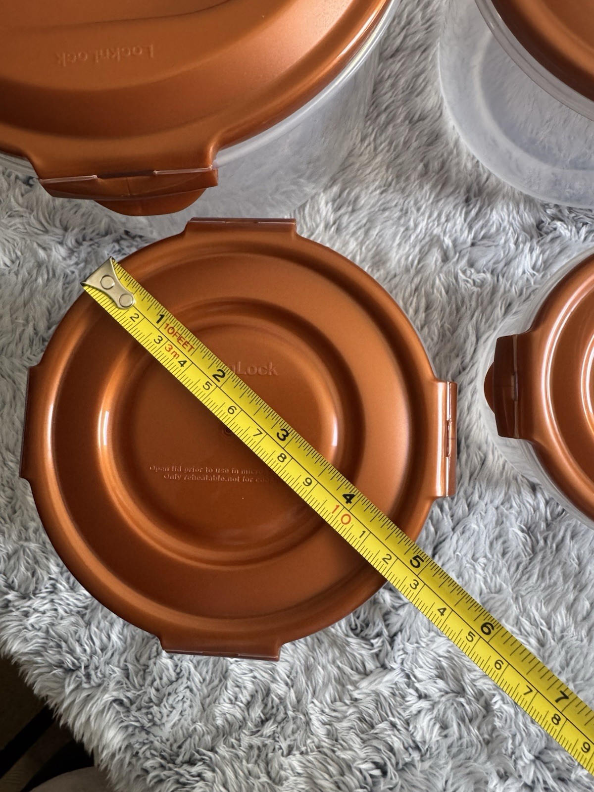 LocknLock 4 Piece Nestable Round Storage Set COPPER largestw/handle NEW