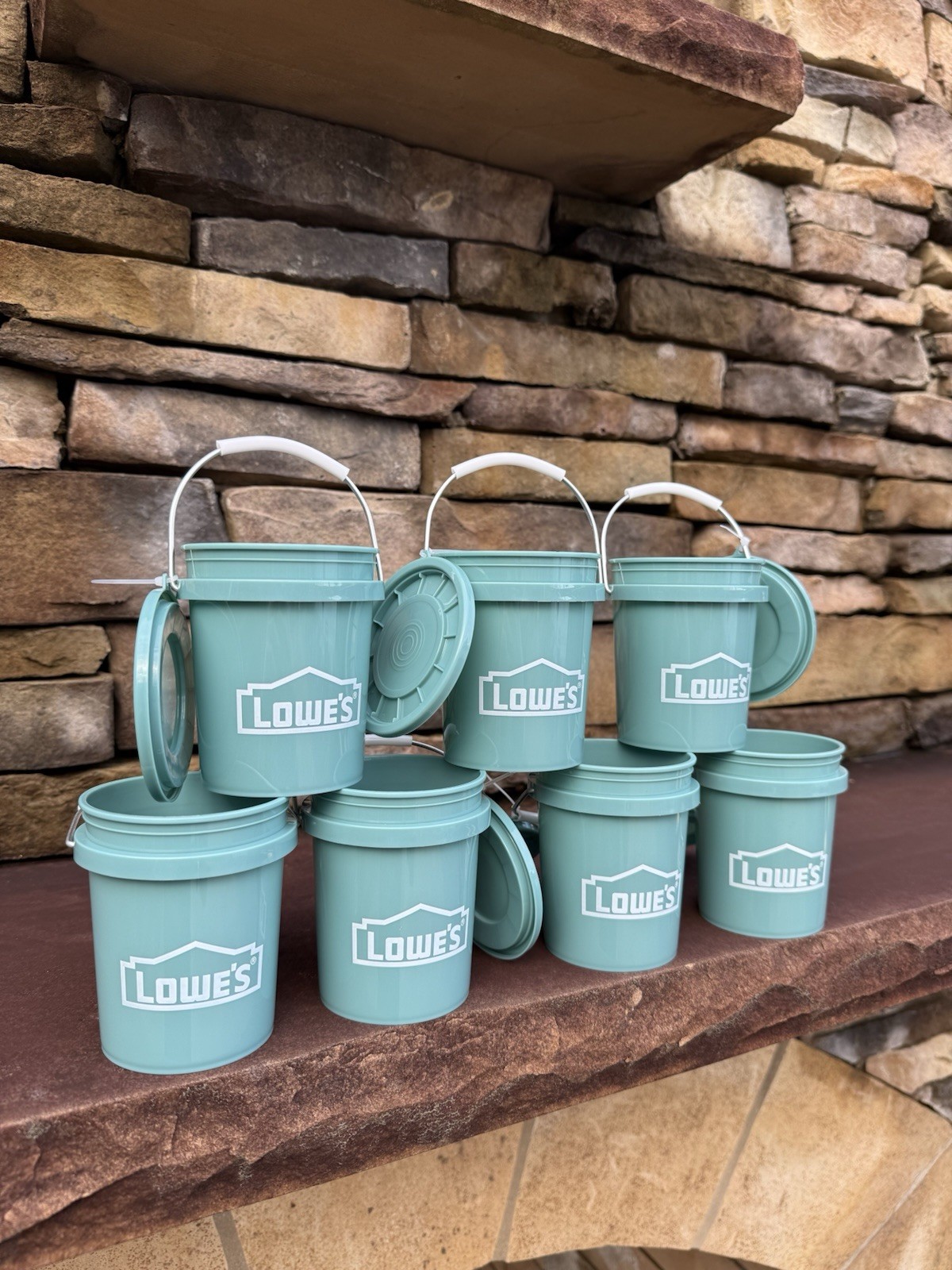Lowe’s Teal 0.42 Qt BPA-Free Mini Buckets w/ Lids Set of 7 Collectible NEW