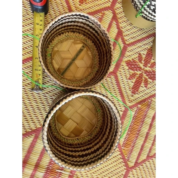 Kratip Handmade Thai Bamboo Basket Sticky Rice Container 5.5 in 250g x3