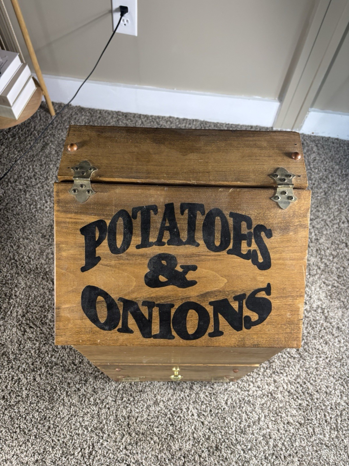 Vintage Rustic Wooden Potatoes & Onions Storage Bin Cabinet Kitchen Vegetable