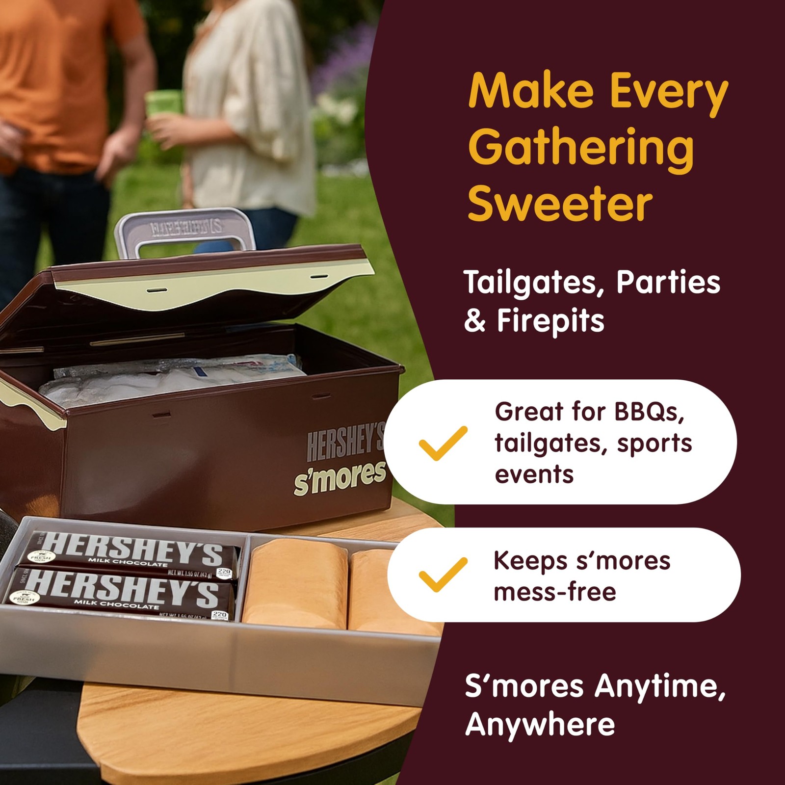 Mr. Bar-B-Q Hershey’s Smores Caddy Tray Organizer – 1 Pack, Brown
