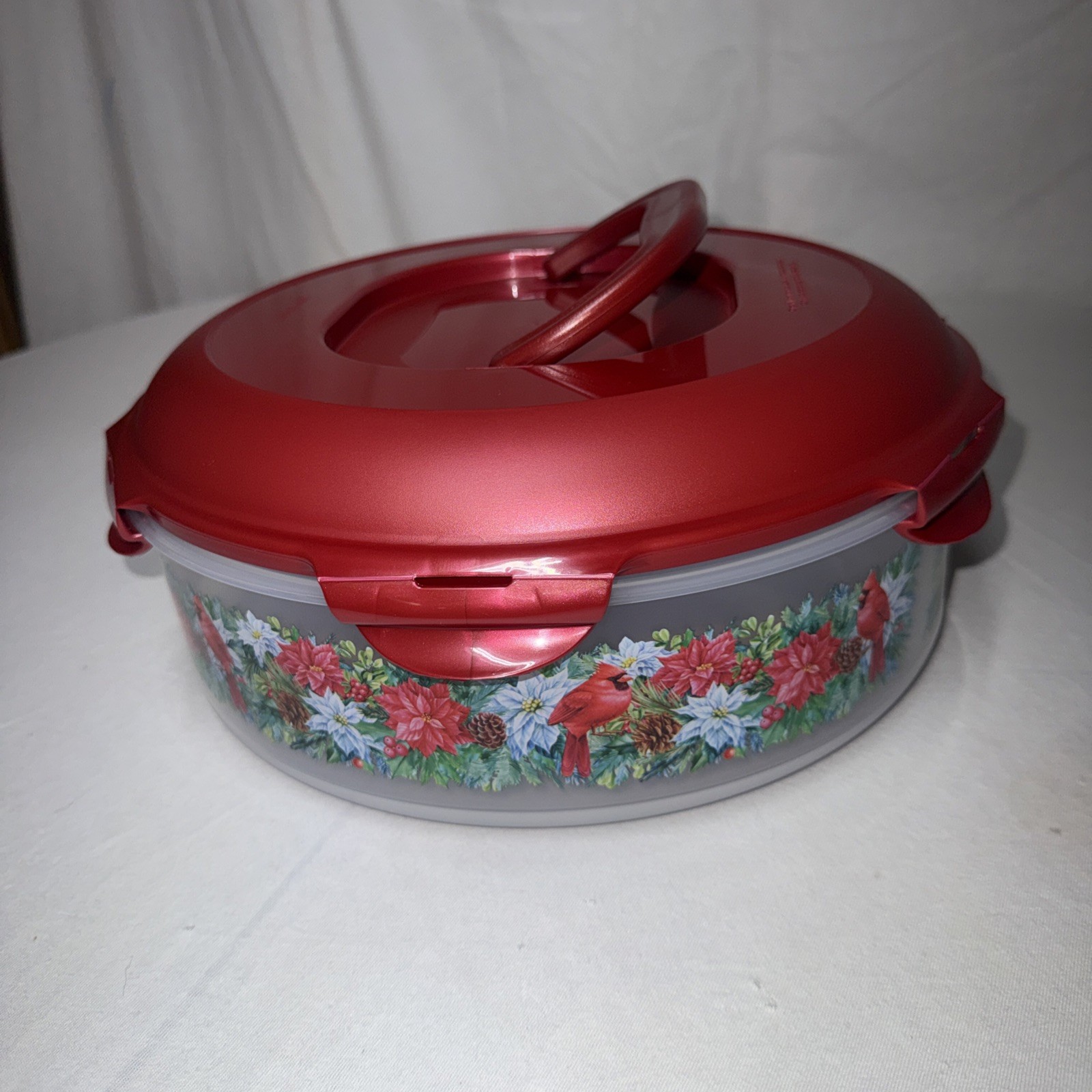 LocknLock Pie Carrier Special Edition Printed Storage w Handle K85507 Cardinal