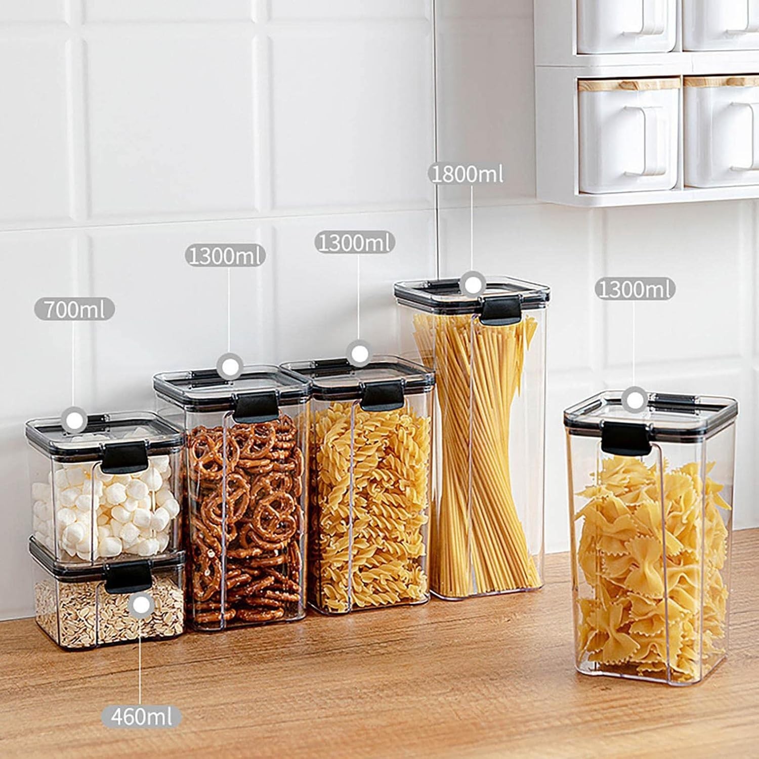 Airtight Food Storage Containers with Lids for Kitchen Organization – Plastic…