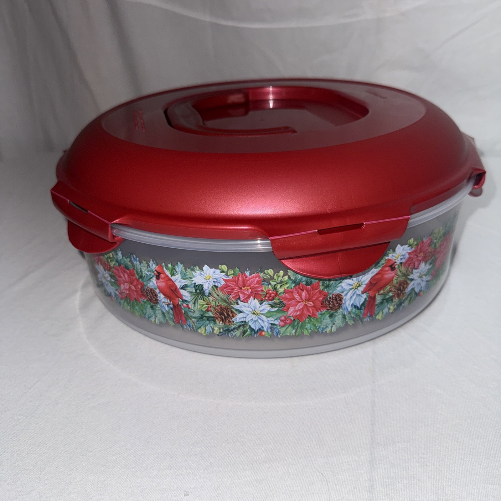 LocknLock Pie Carrier Special Edition Printed Storage w Handle K85507 Cardinal