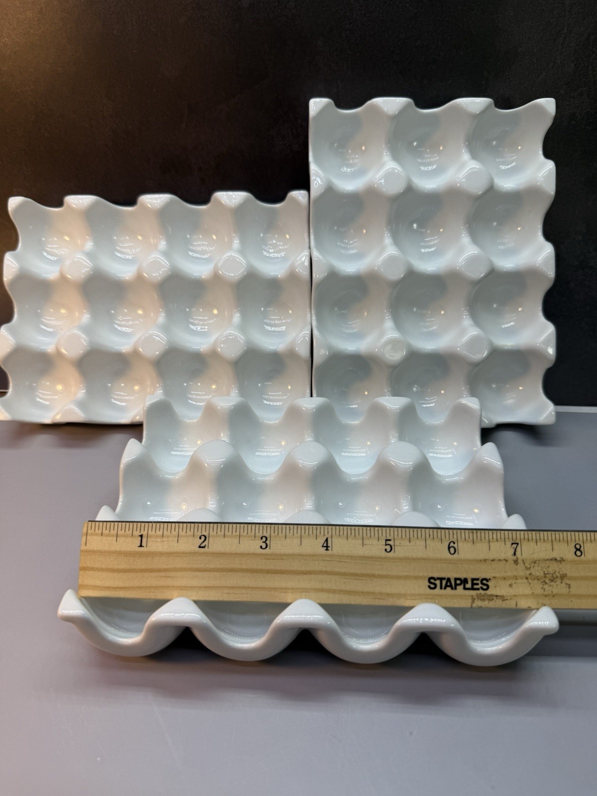 Flexzion 12 Eggs Ceramic Egg Holder, 12 Porcelain Egg Tray Storage Box, Non-Slip