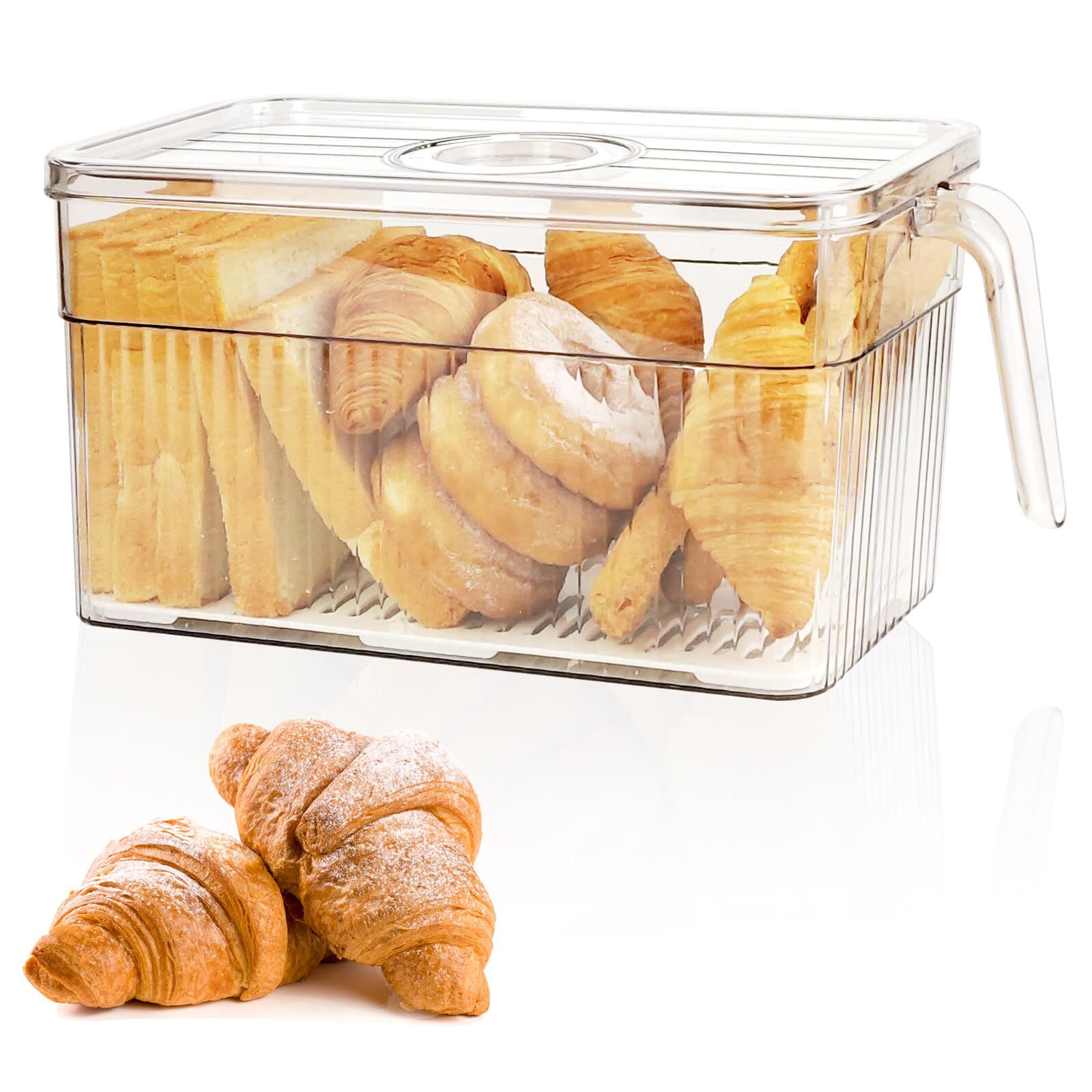 Bread Box Bread Boxes for Kitchen Counter Airtight, Time Recording Bread Storage