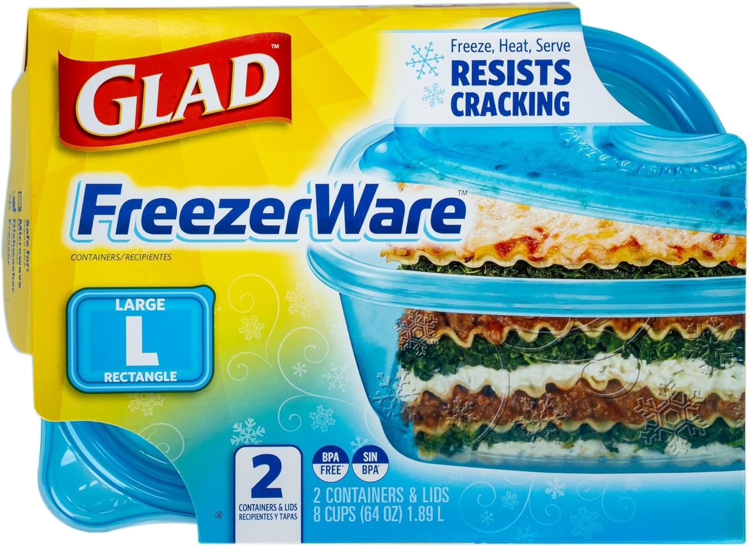 Ware FreezerWare Food Storage Containers with Lids, Large Rectangle BPA Free …