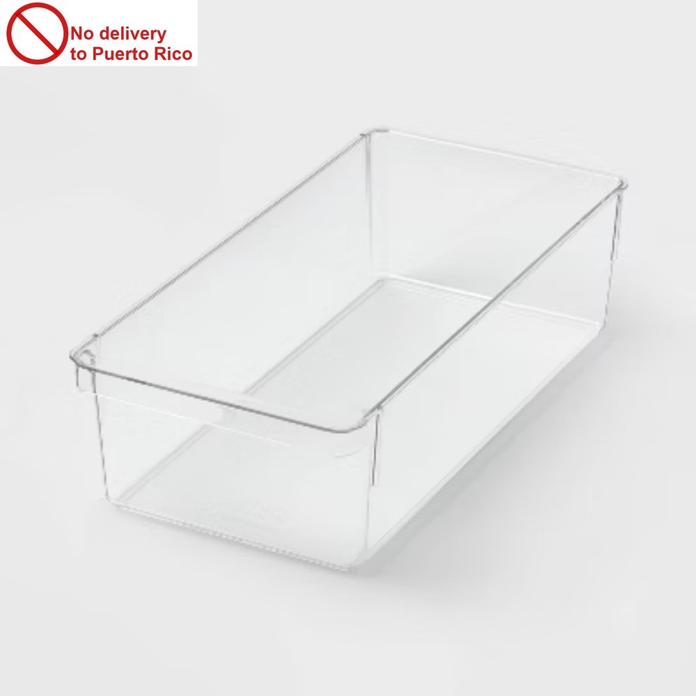 Medium Narrow Fridge and Pantry Organizer Bin:Clear PETG,Freezer-Safe