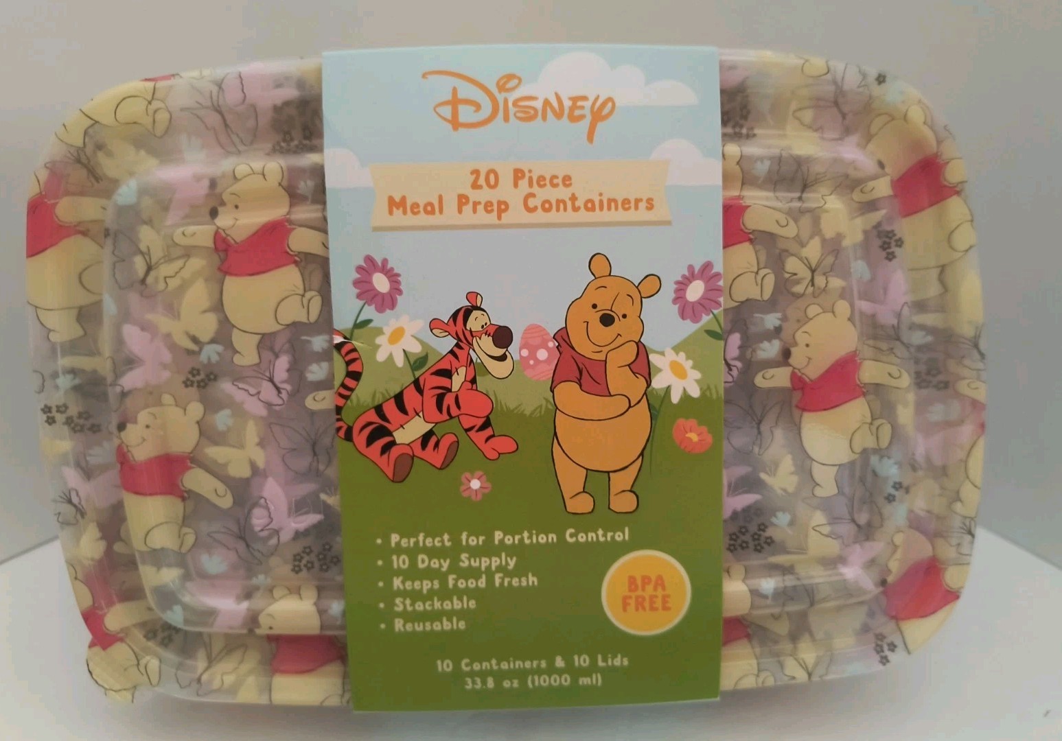 Winnie the Pooh Summertime Fun 20 Piece Meal Prep Food Storage Containers NEW!