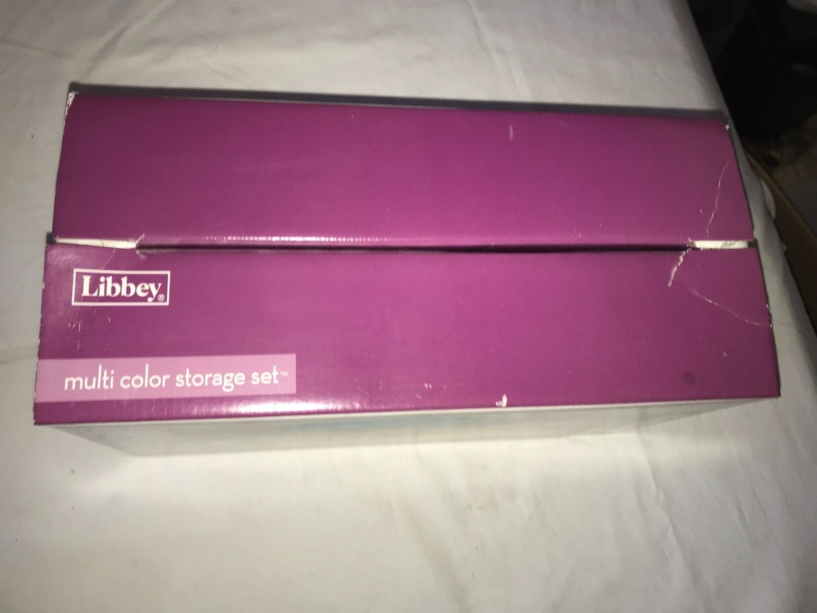 NOS htf LIBBEY Glass 8-Piece SET Food STORAGE Container BOWLS with Plastic LIDS