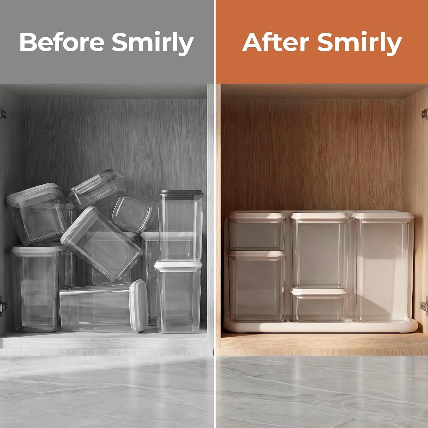 SMIRLY 8Pc Airtight Food Storage Container Set Organizer BPA Free Cream White