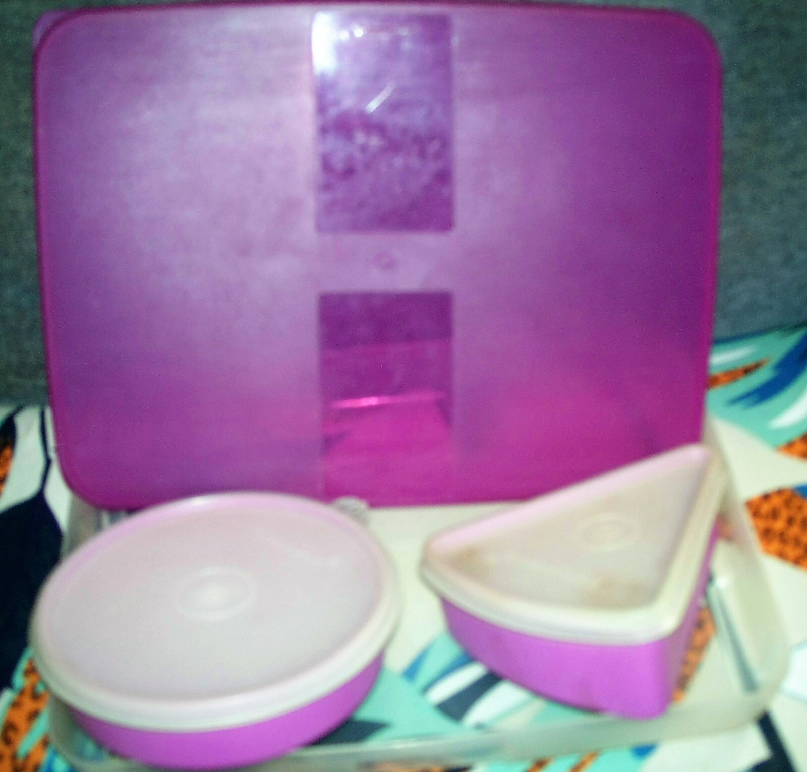 Vintage Purple Tupperware LOT Rectangular 5 1/2 Cups Round 1651-9 Pie 269-17