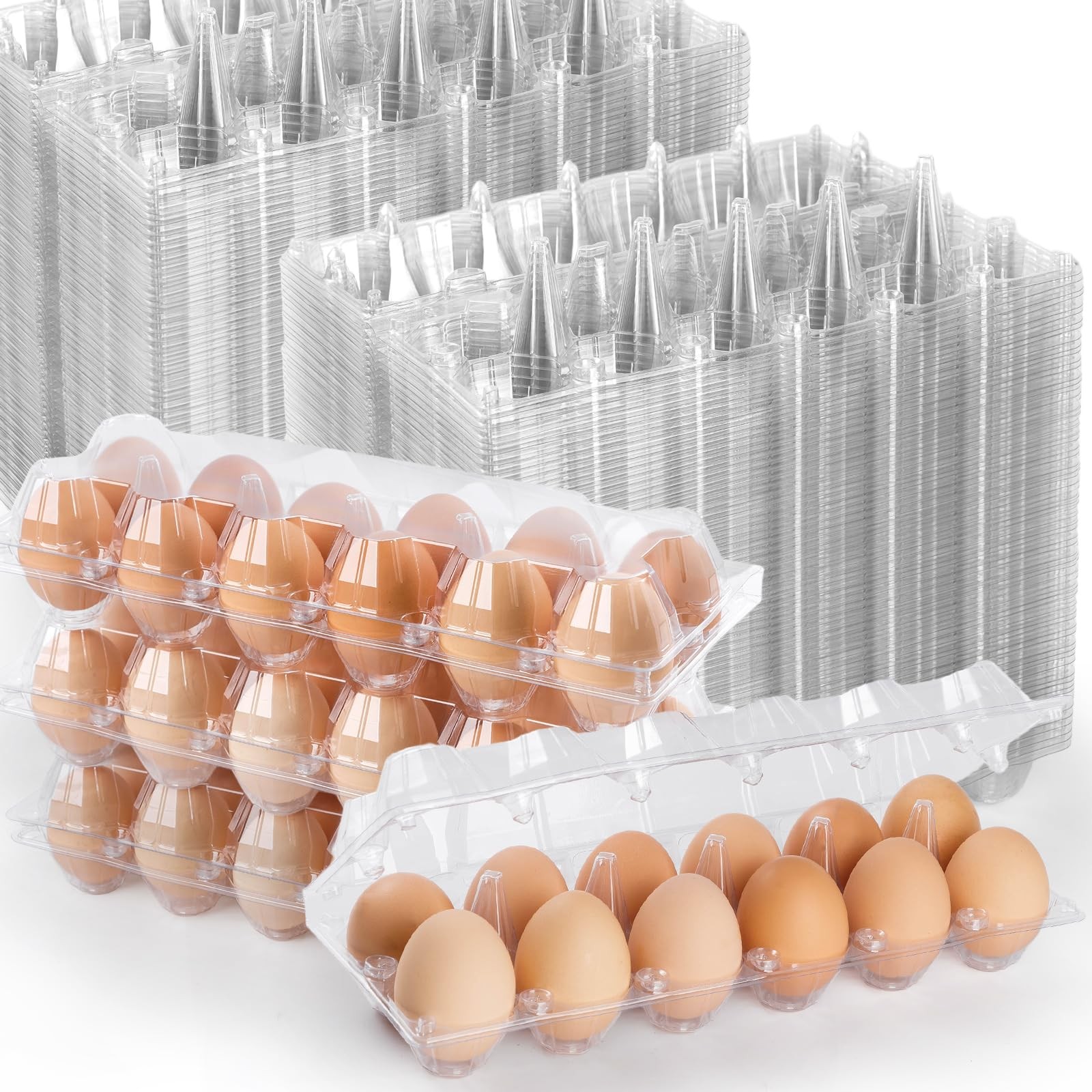 100 Pack Plastic Egg Cartons Cheap Bulk,1 Dozen Clear Empty Egg Containers fo…