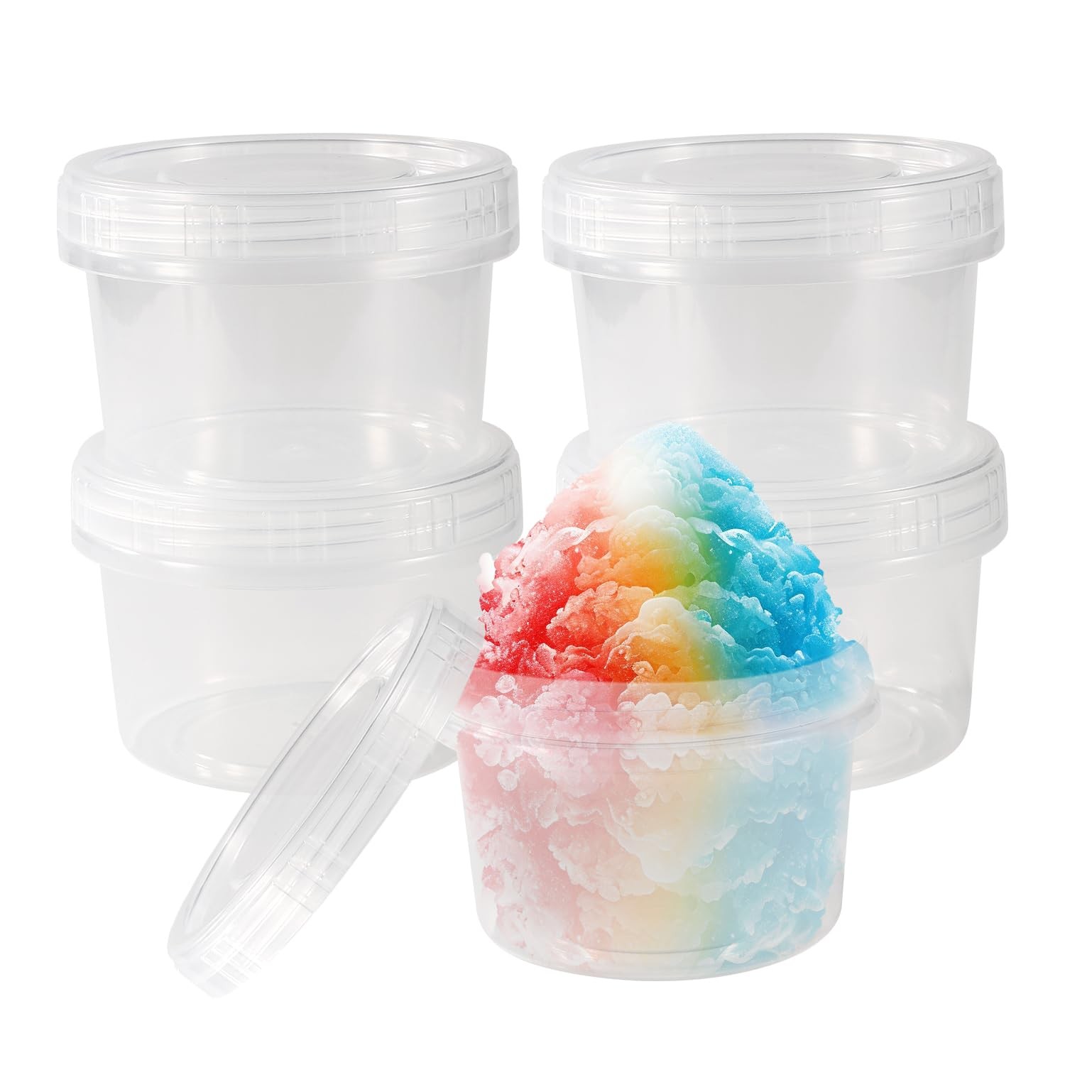5pcs Ice Cups, BPA-Free Reusable Ice Storage Container with Lid Easy Stackabl…