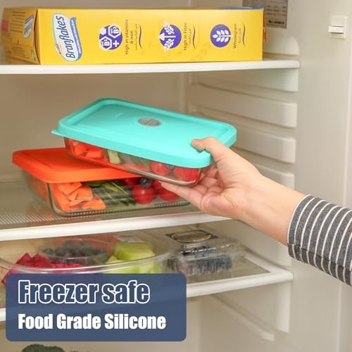 Replacement Lids for Pyrex Rectangle, Silicone 7211-PC 6 Cup Turquoise 2 pack