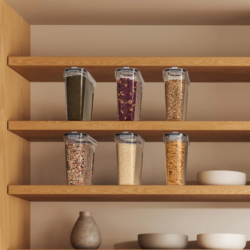 Airtight Food Storage Containers 4-Pack Dispenser for Cereal Pasta Dry