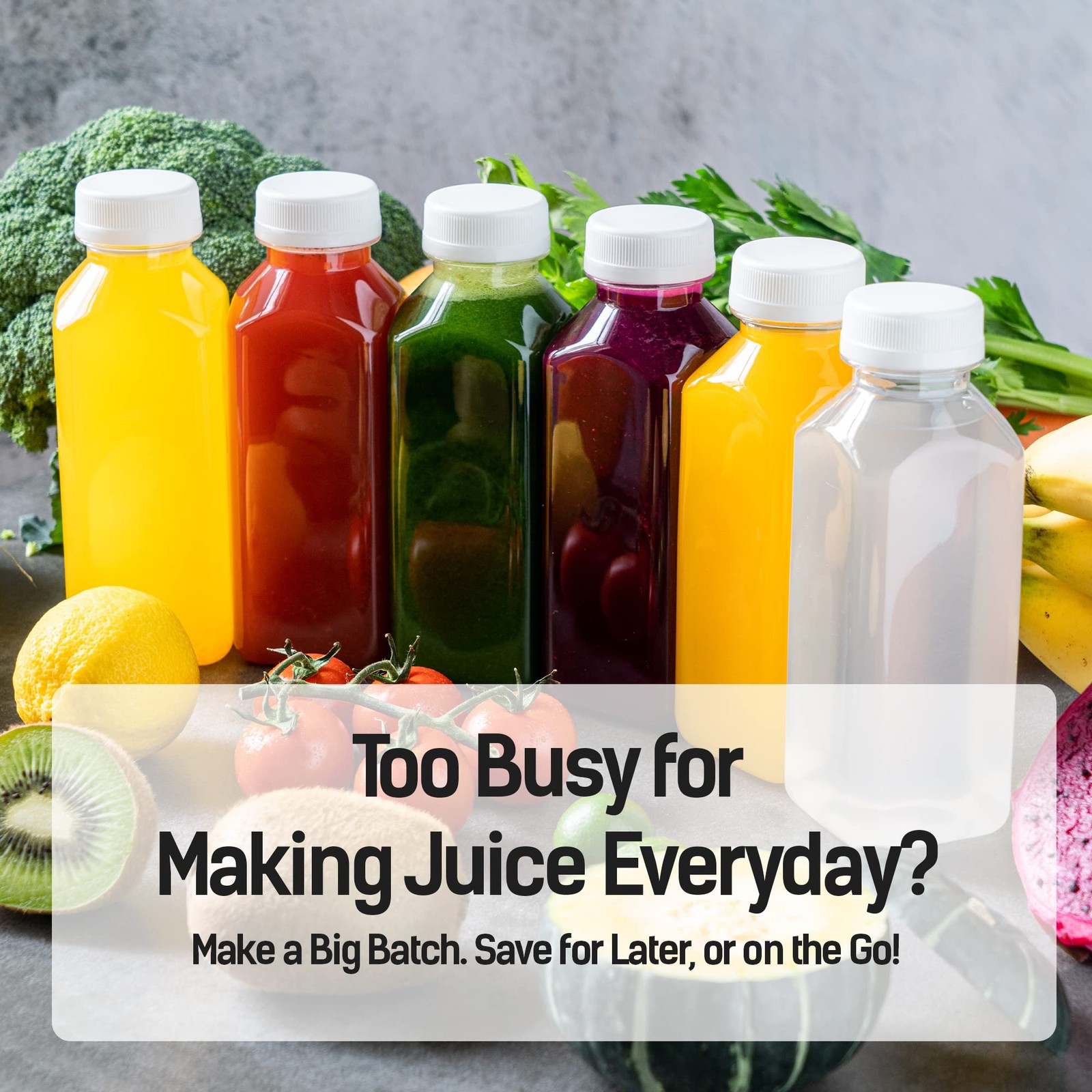 Plastic Juice Bottles with Caps, Reusable Juicing Bottles, Clear Drink Contai…