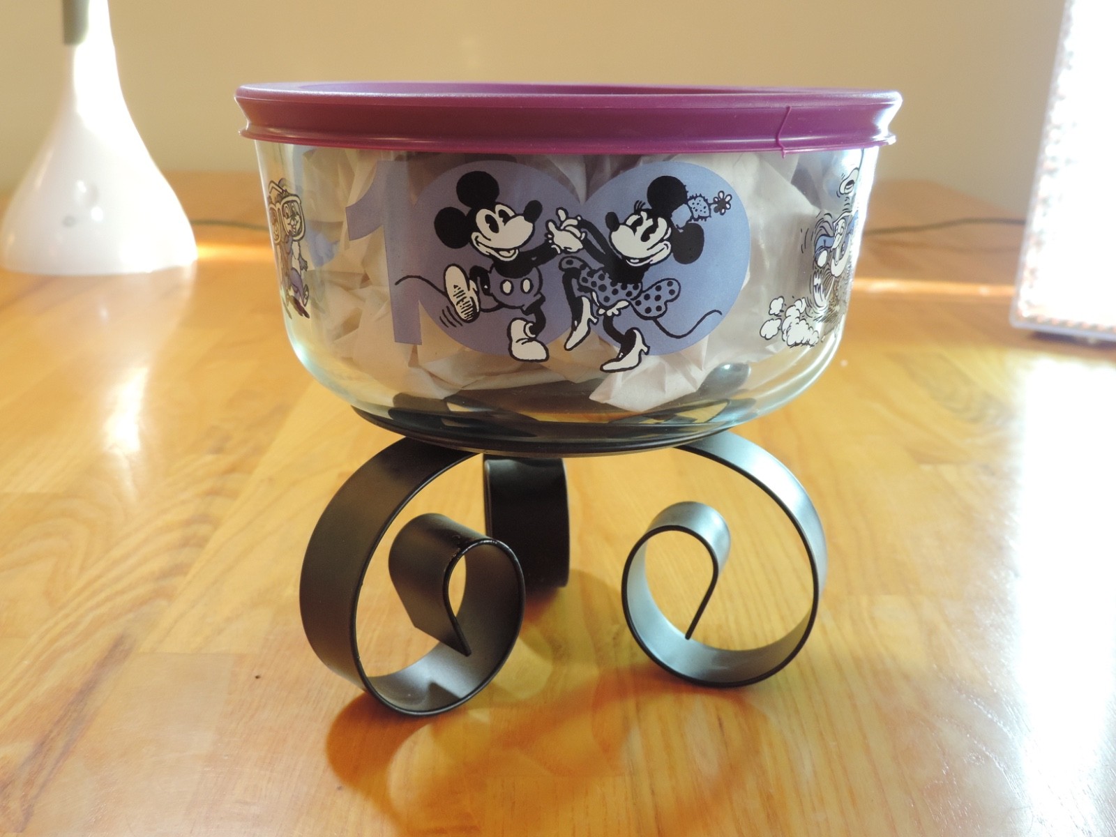 Disney 100 Year Anniversary Pyrex Mickey Mouse 4 cup Lid Purple New with tag
