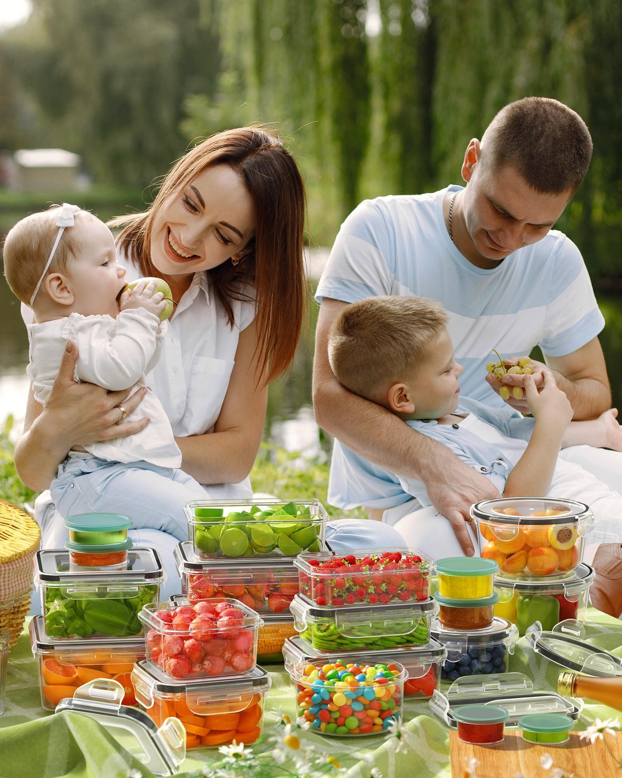 40 Pcs Clear Food Storage Containers, Bpa Free, With Labels, Lids