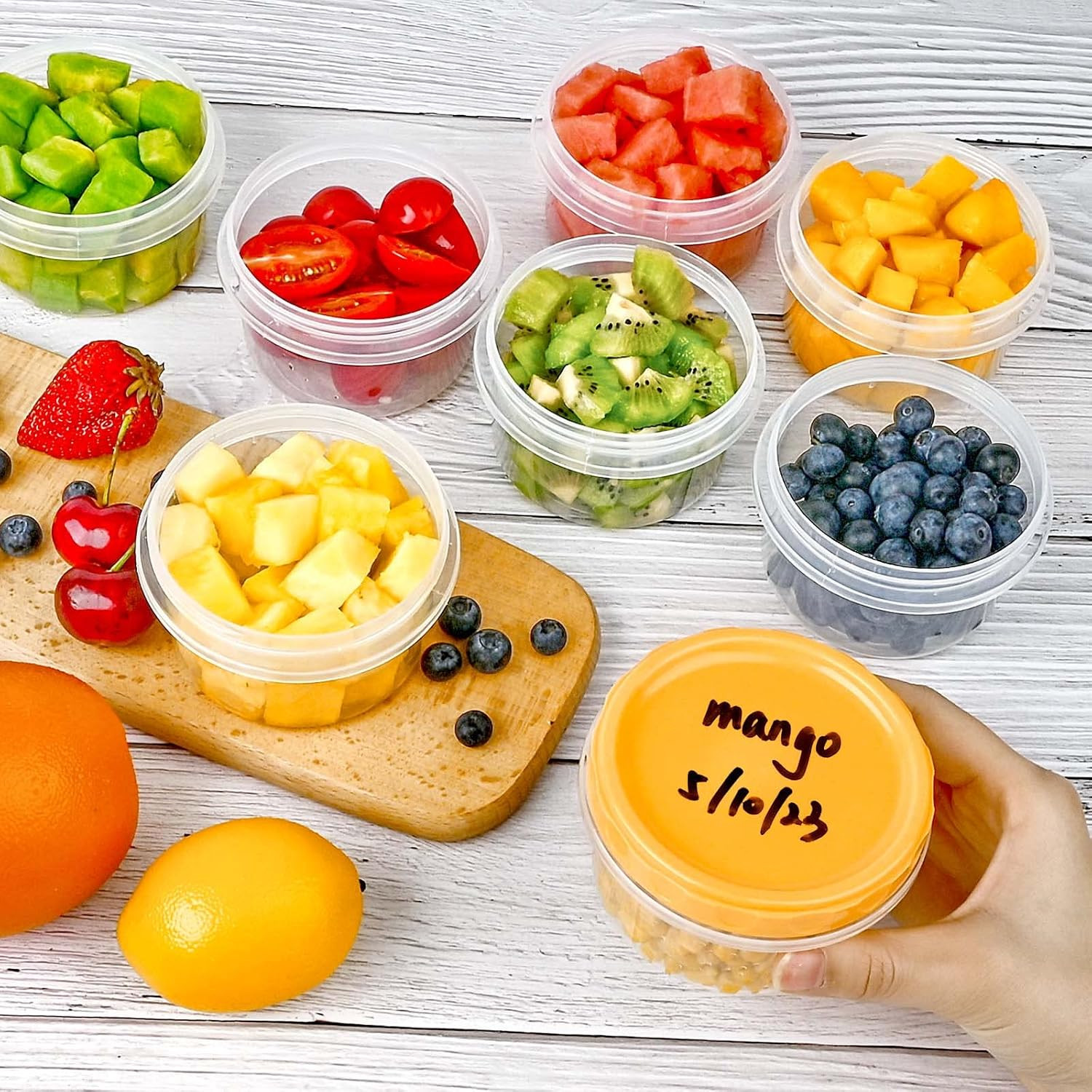 Reusable Small Freezer Containers 8 Oz Plastic Food Storage Containers with Scre