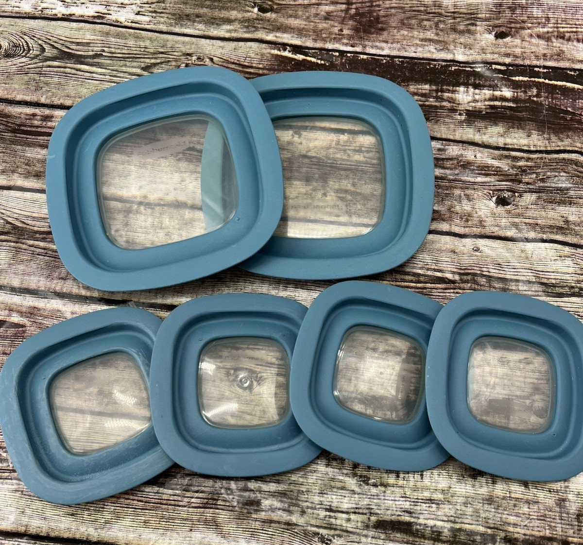Set Of 6 Rubbermaid Premier Blue Square Replacement Window Lids 10M3M4 & 10M1M2