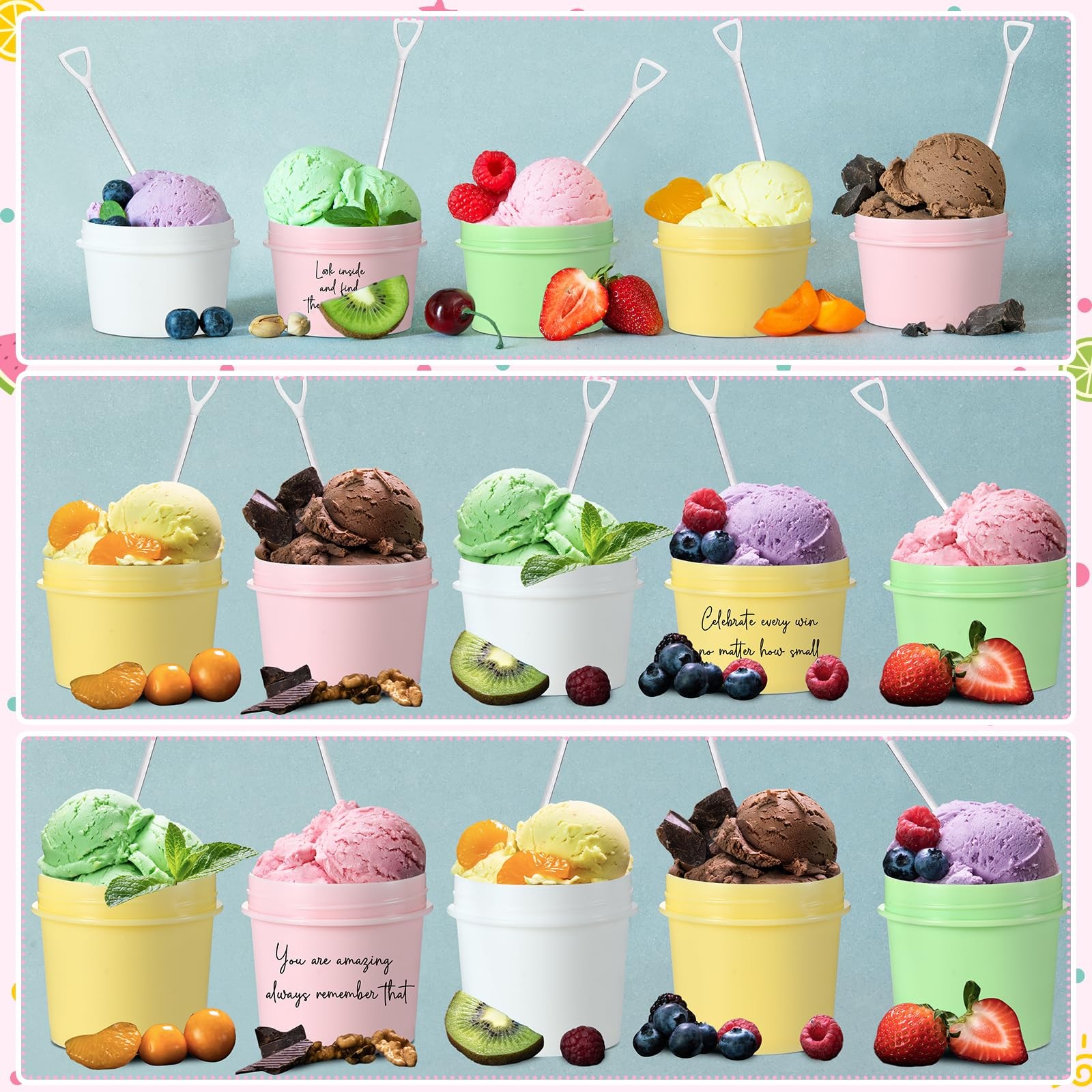 SiliFine 12 Sets 3 Sizes Portion Control Ice Cream Containers for Homemade…