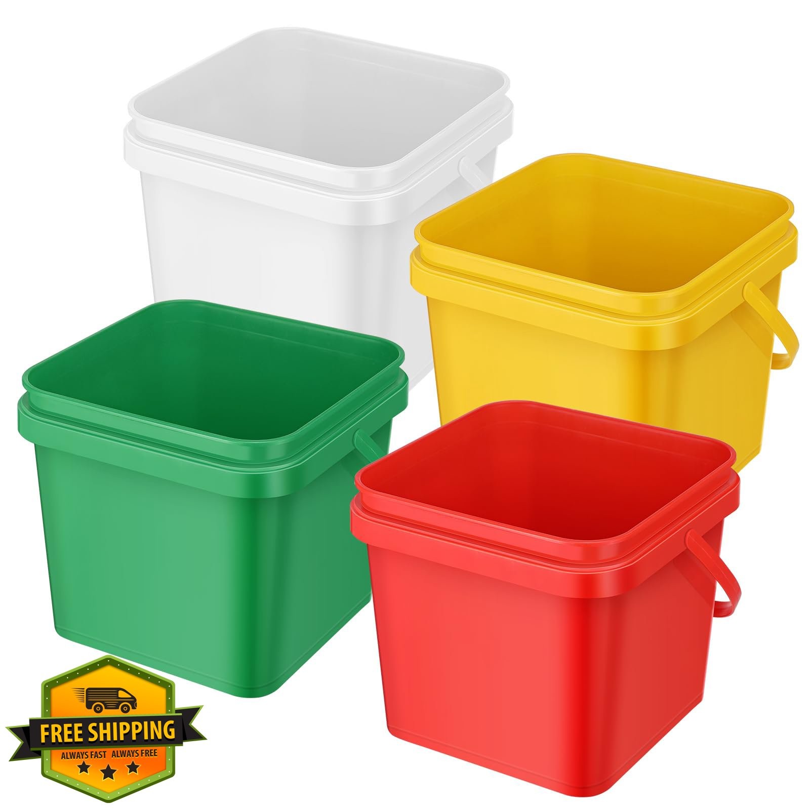 Mifoci 5 Quart Plastic Bucket Handle 4 Colors 1 Pack
