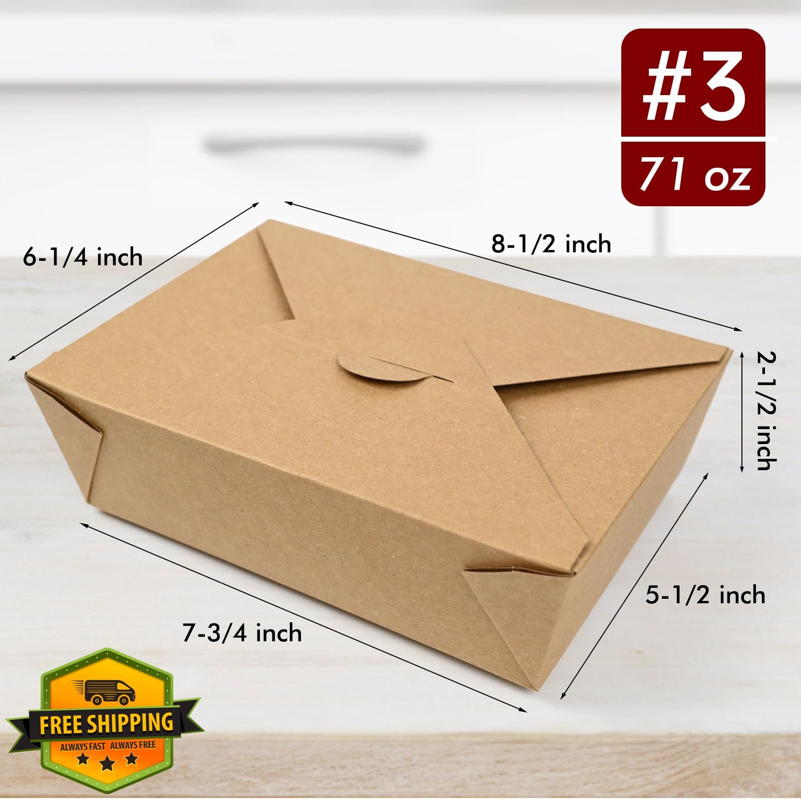 EcoDispose 71oz Kraft Take Out Boxes 200 Pcs
