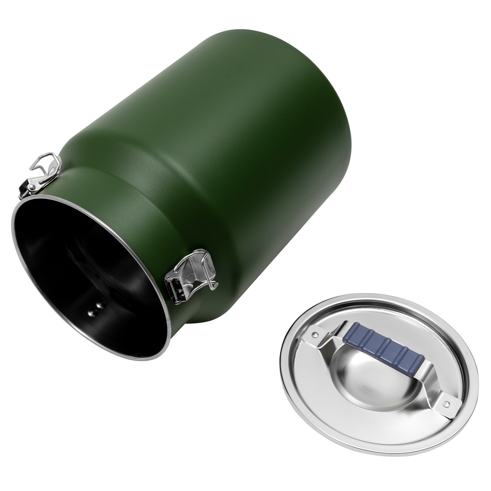 Green Stainless Steel Rice Storage Container 12L Round Grain Container with Lid