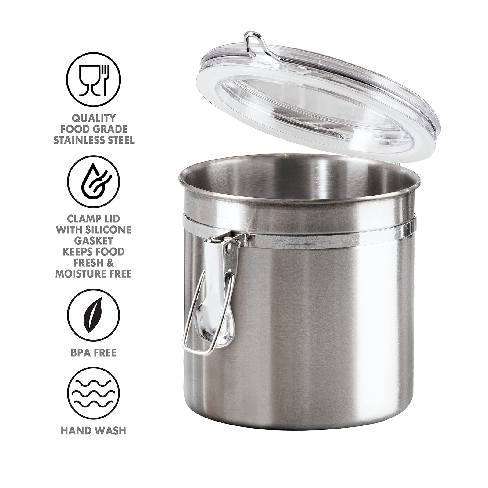 Oggi 36Oz Stainless Steel Food Storage Container With Airtight Clear Lid