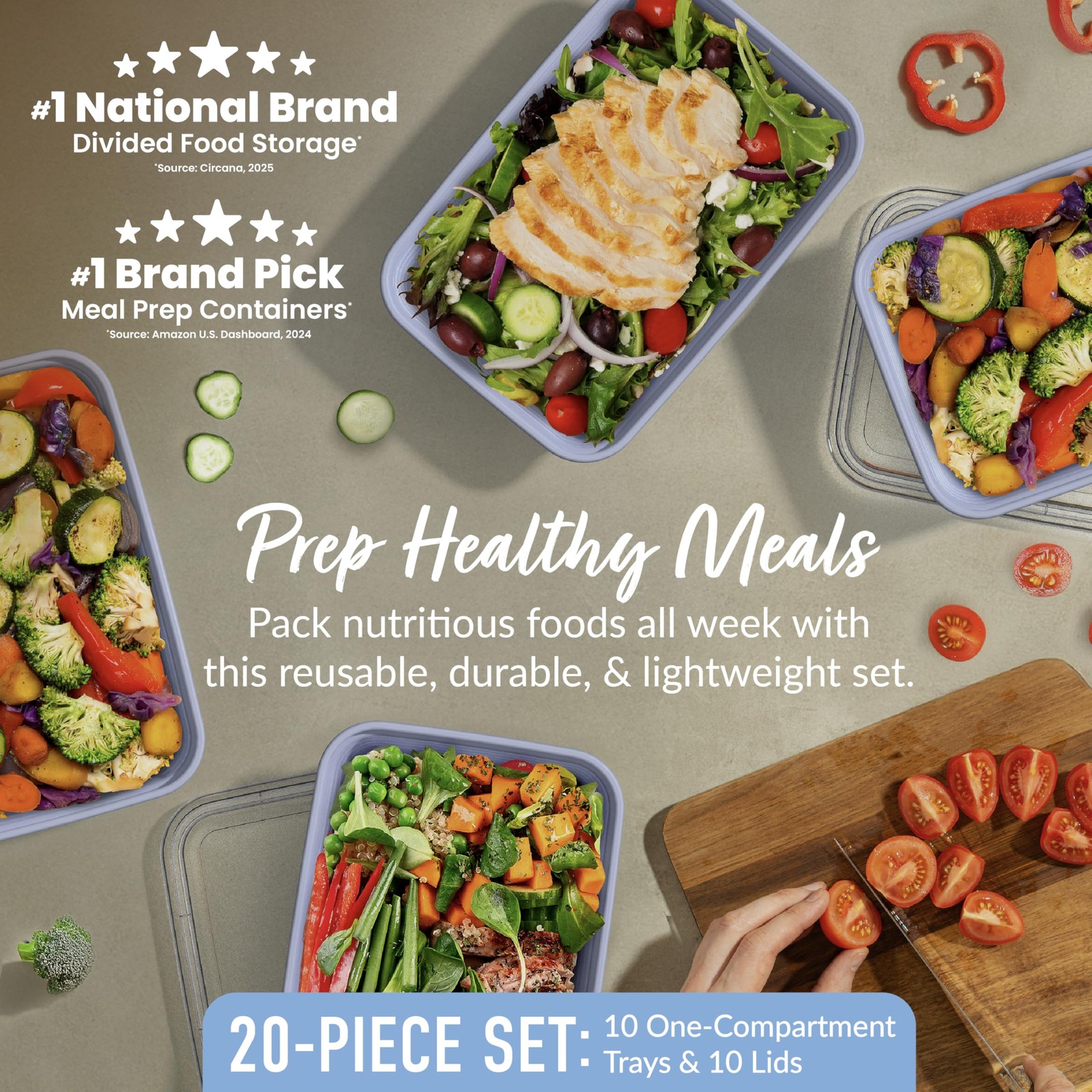 Bentgo Prep – 20-Piece 1-Compartment 4-cup capacity (32 ounces), Periwinkle