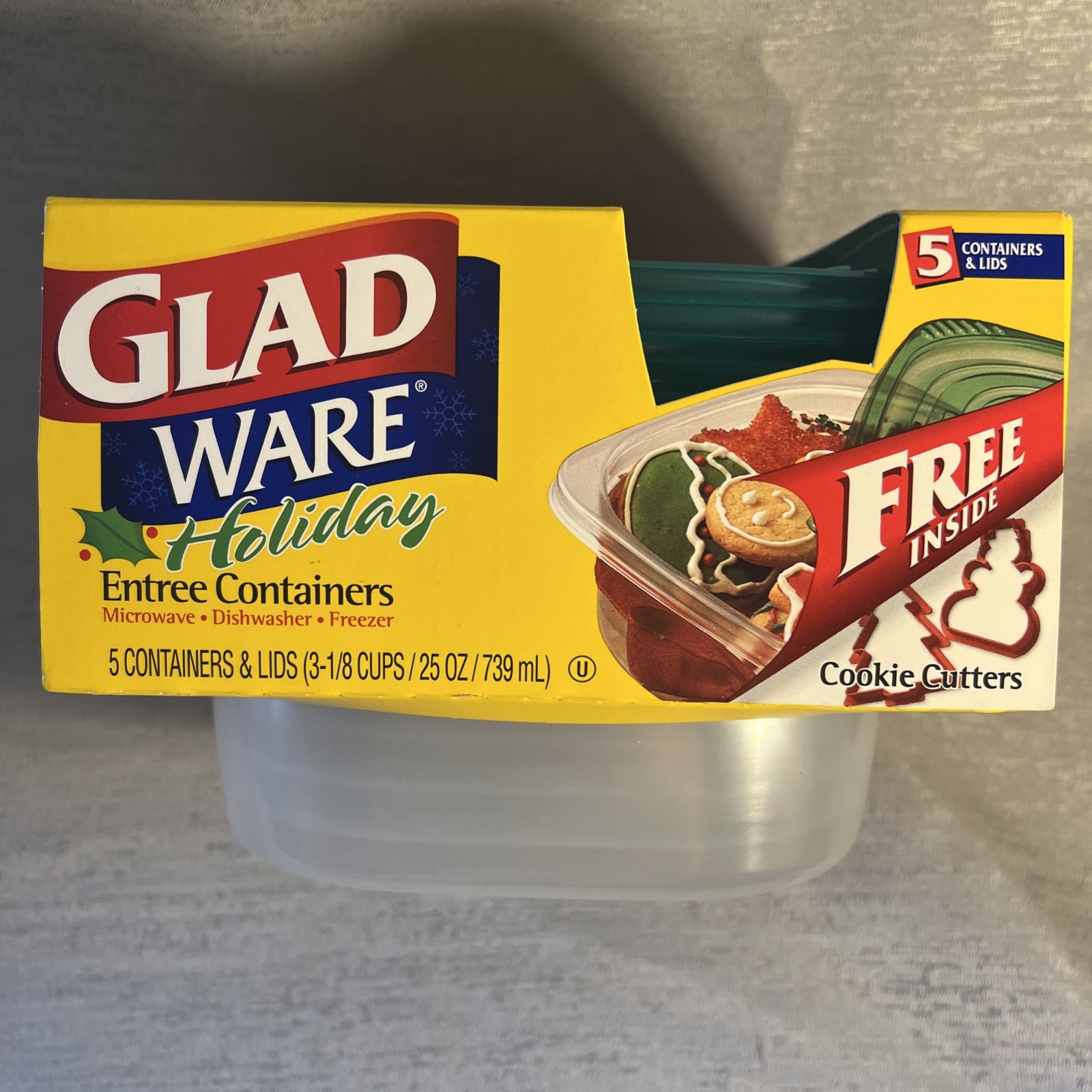 GladWare 25 oz 3 cup Entree Containers, Snap Lids, 5 Containers Per Set-BPA Free