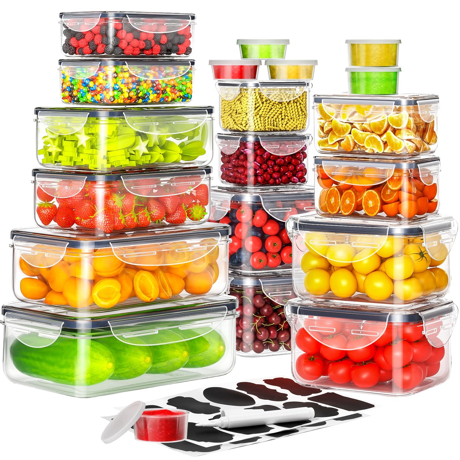 40 PCS Food Storage Containers with Lids Airtight (20 Containers & 20 Lids), …
