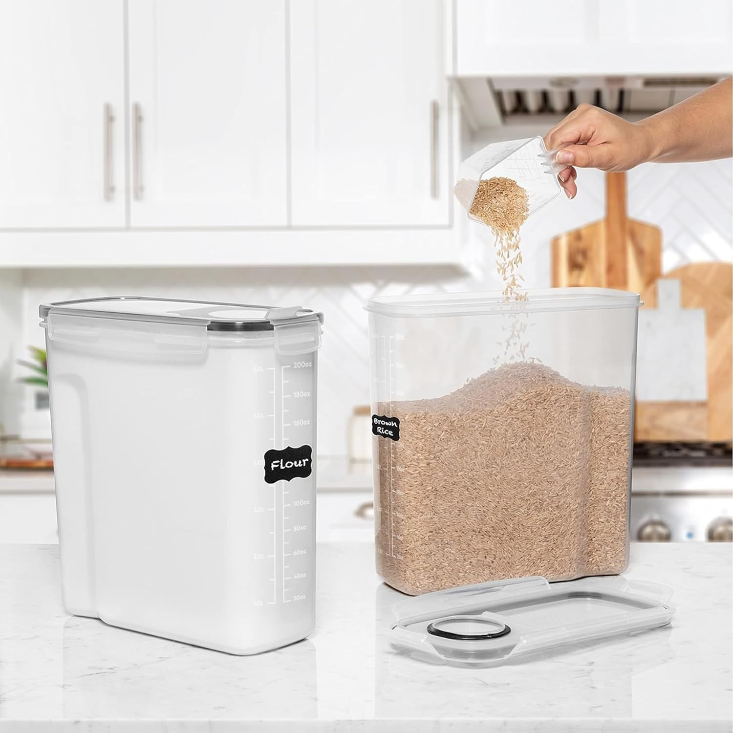 2 Pack (6.3L / 213OZ) EXTRA Large Airtight Food Storage Cereal Containers for Bu
