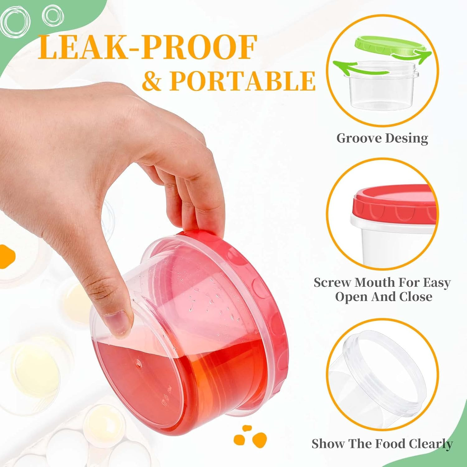 Reusable Small Freezer Containers 8 Oz Plastic Food Storage Containers with Scre