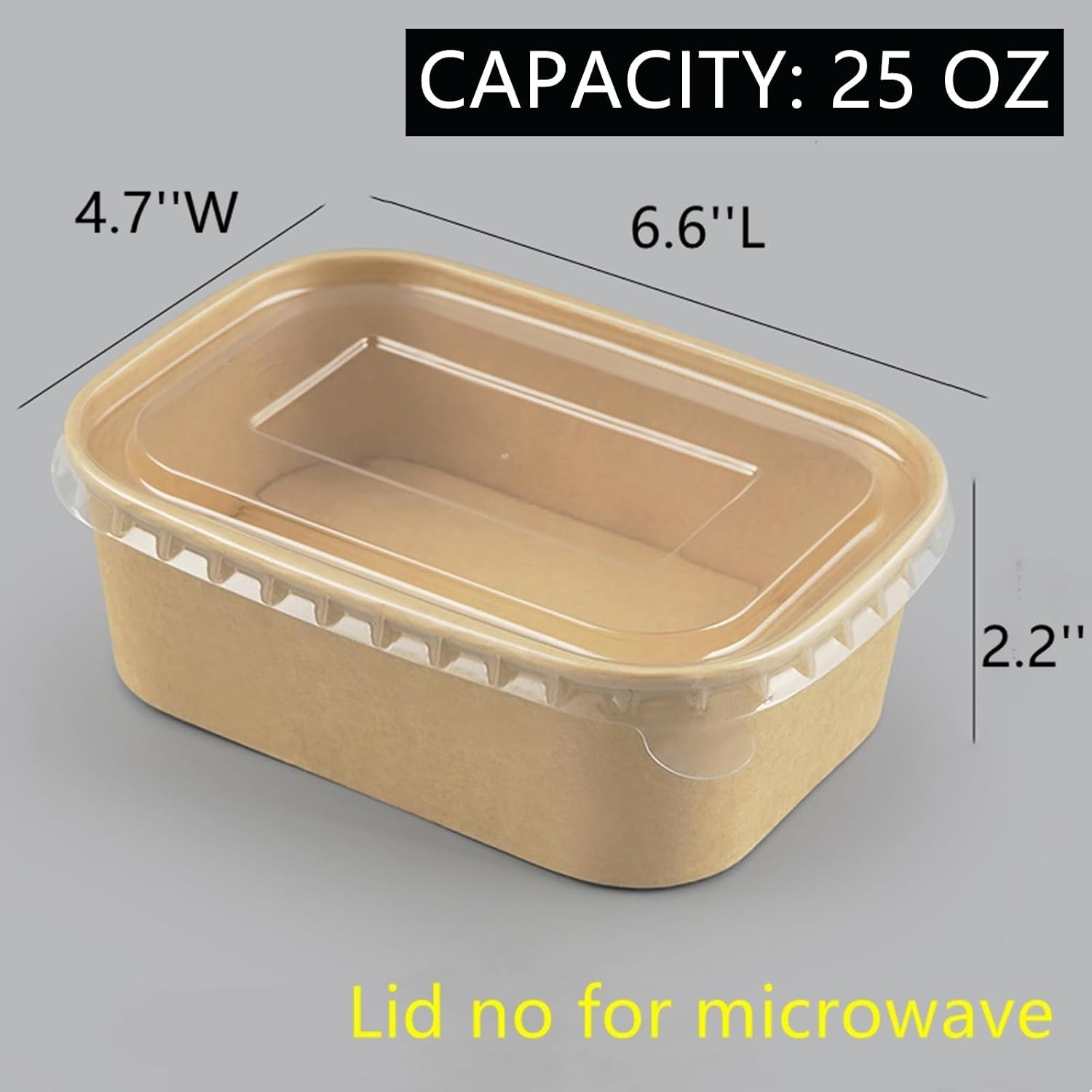 50 Pack 25oz Paper Meal Prep Containers W/ Lids Disposable Kraft Food Containers