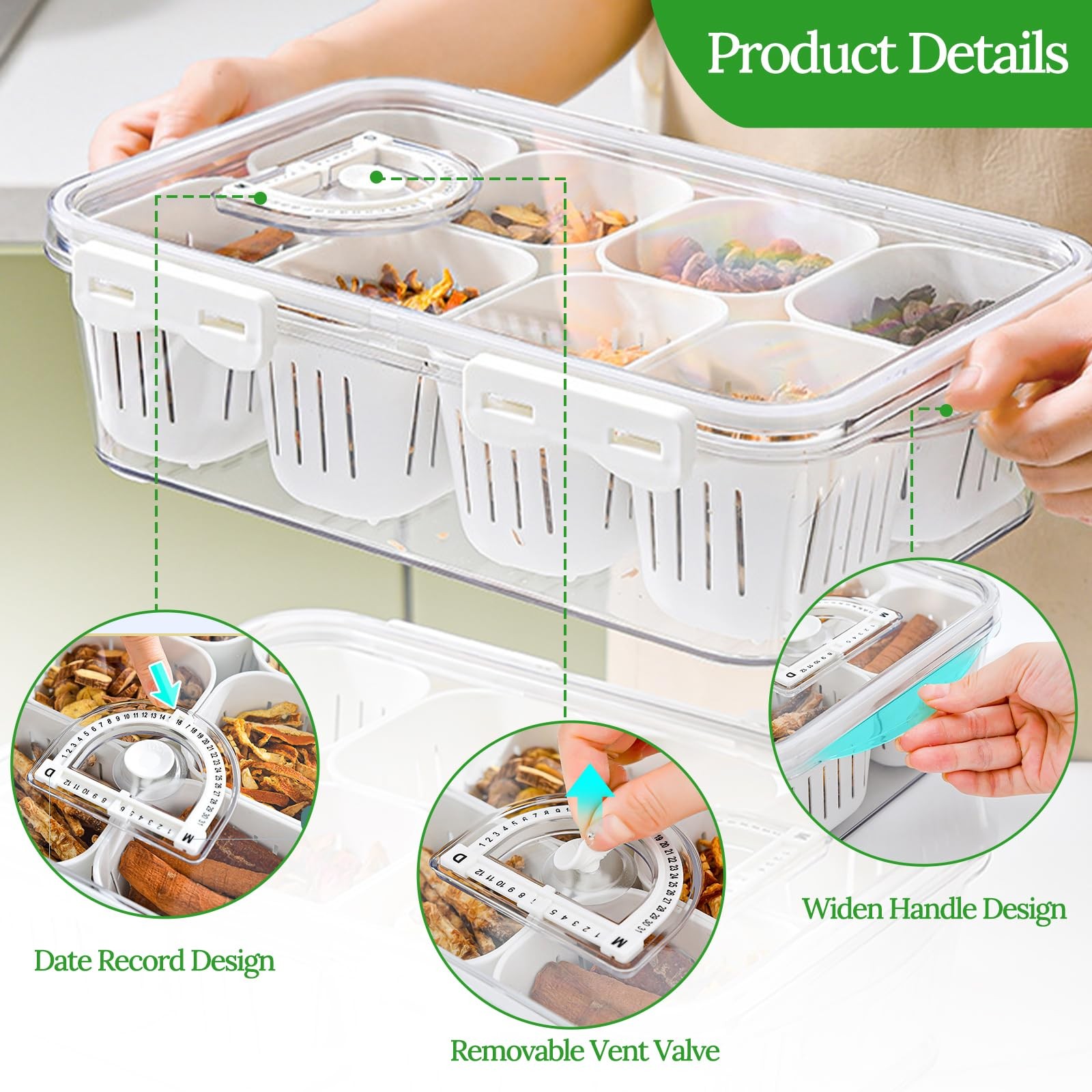 Divided Serving Tray with Lid, Portable Snack Charcuterie Veggie Tray with Li…