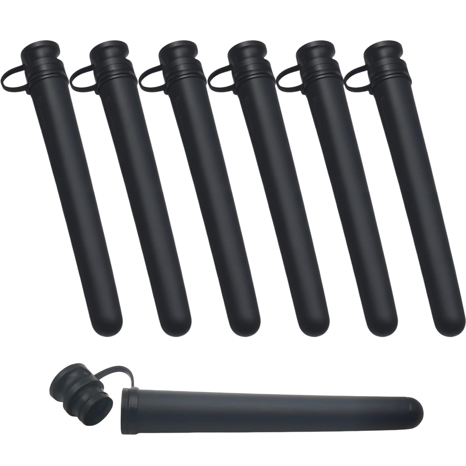 7-Pack Waterproof Storage Tubes – 4.72″ Leak-Proof Plastic Vials with Black