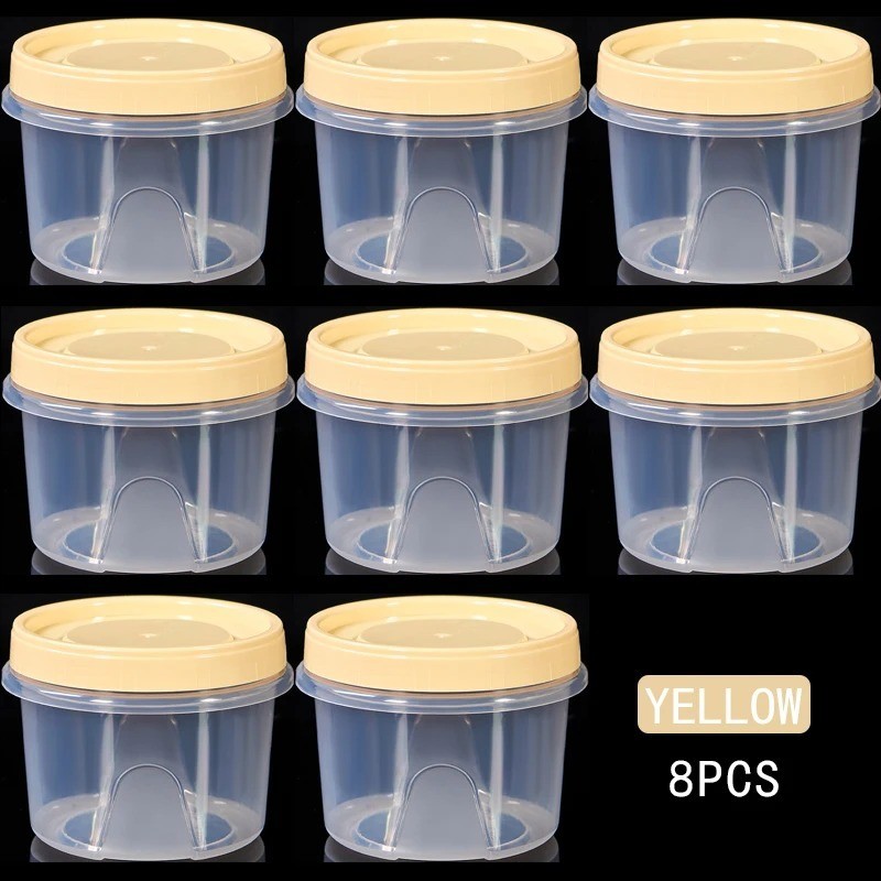 8 Pcs 500ml Round Food Fresh Keeping Box Kitchen Refrigerator Storage AA