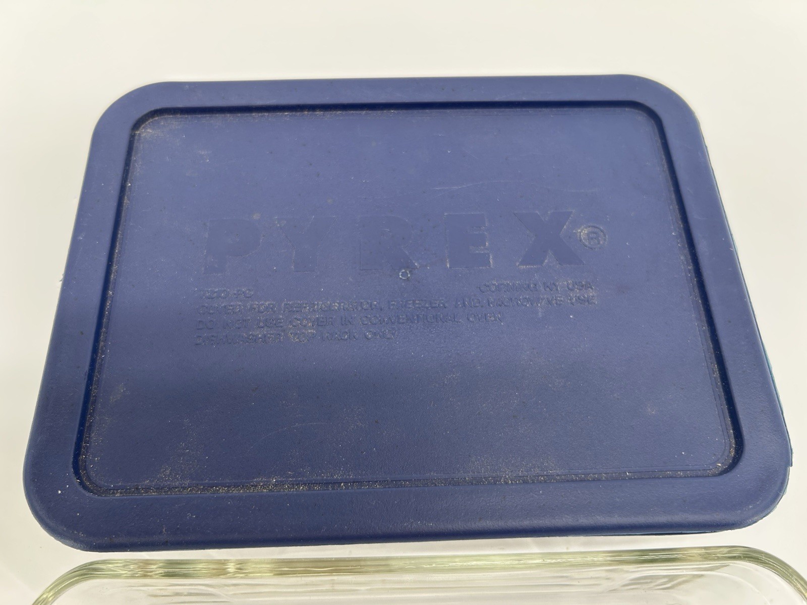 Pyrex 7210 PC 3 Cup Glass Storage Container Blue Lid Food Storage Dish set of 2