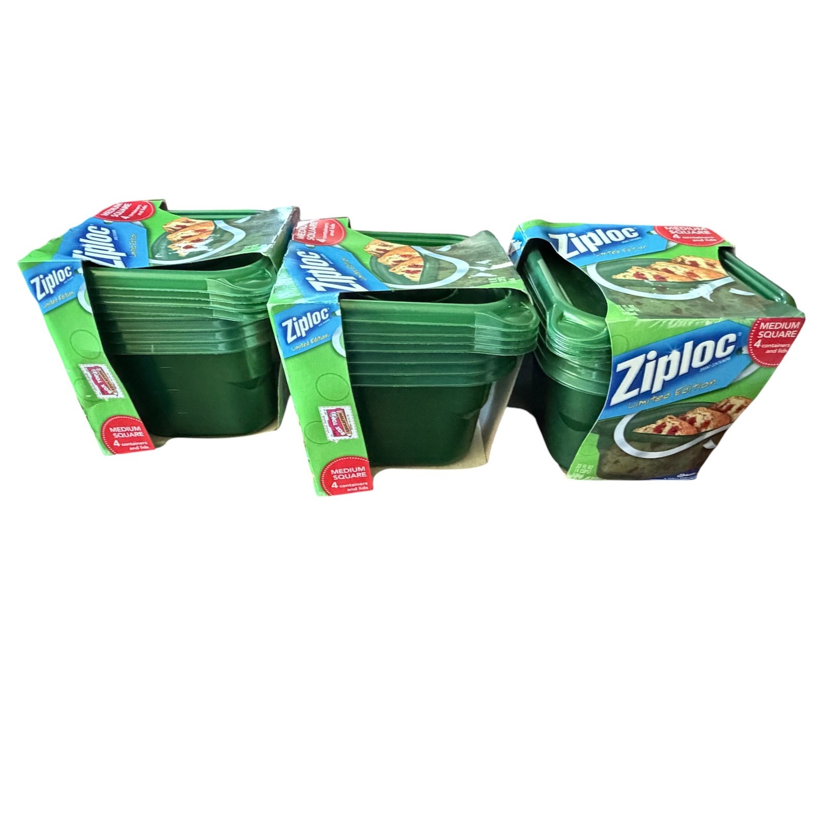 Ziploc Limited Edition Medium Square Green Food Storage Containers 32oz 12 Count