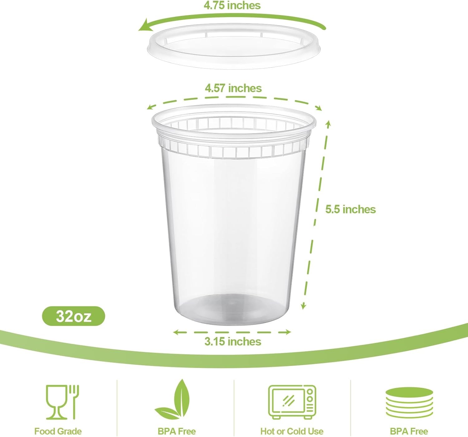 AOZITA 20 Sets 32 oz Plastic Deli Food Containers With Lids, Airtight Food Stora