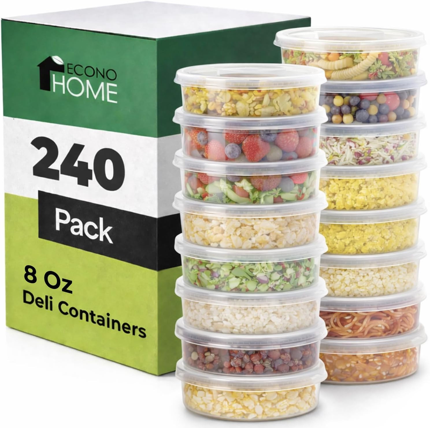 Clear Deli Containers with Lids – 240-Pack, 32Oz Plastic Containers with Lids fo