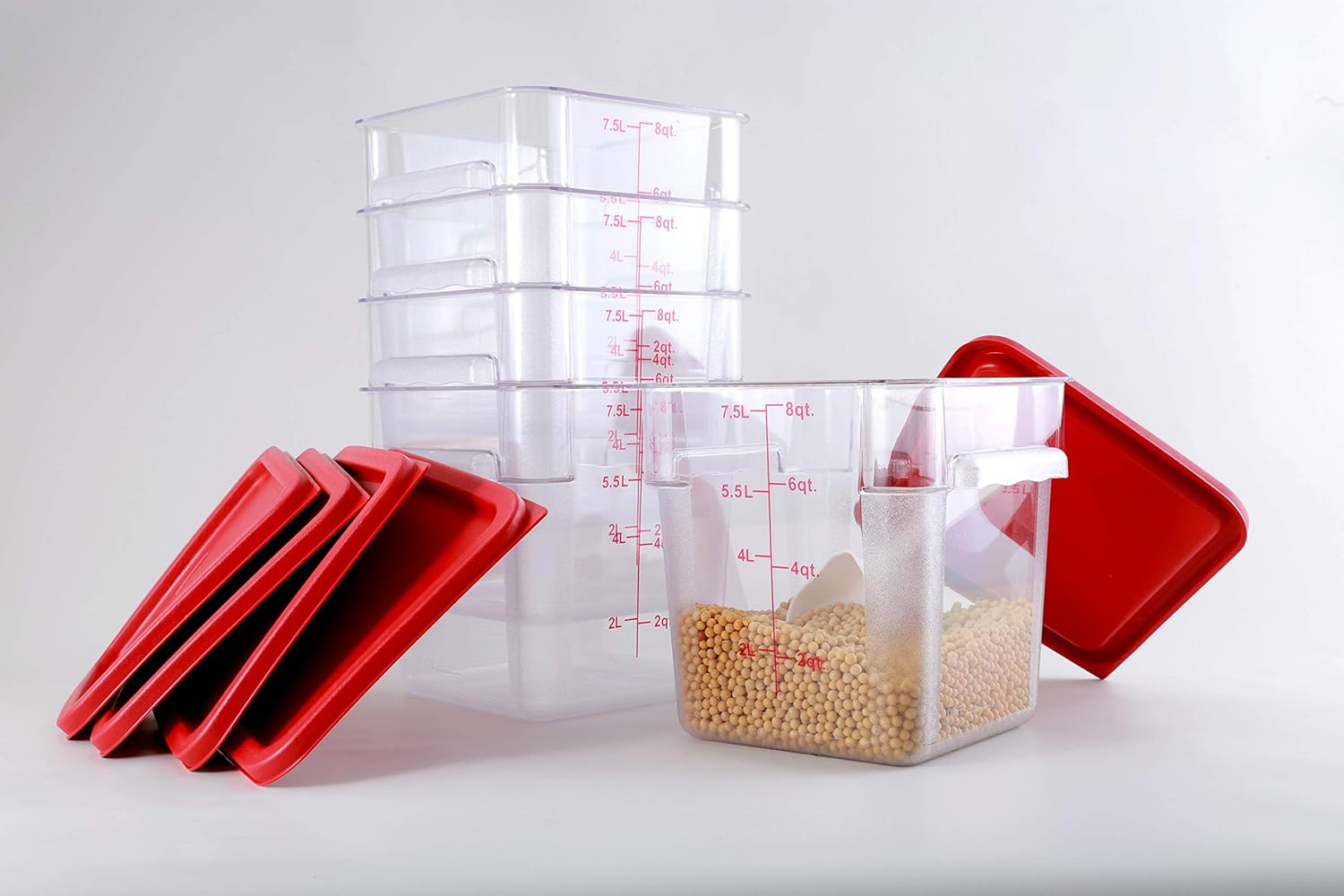 8 Qt Commercial Grade Square Food Storage Containers with Lids,Polycarbonate,Cle