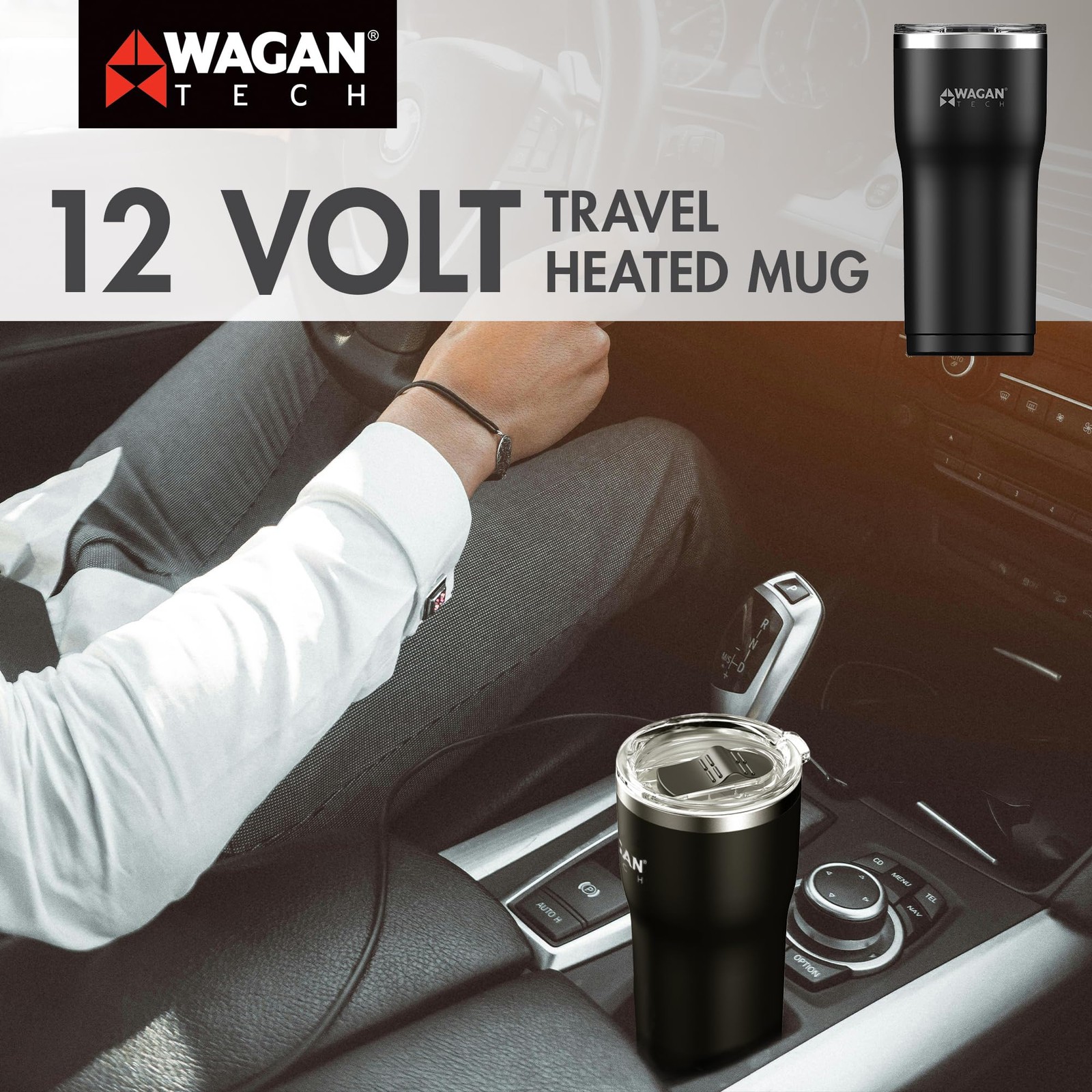 Wagan El6101 12V Travel Car Heated Mug Portable 16Oz Stainless Steel Usbc Pd20W
